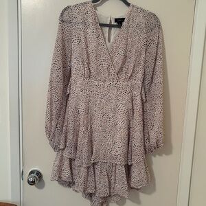 Cream Polka Dot Dress with Tie Size Small